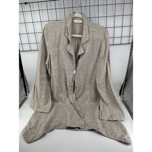 Bryn Walker Womens Linen Cardigan/Jacket Made In USA Beige‎ Long Sleeve